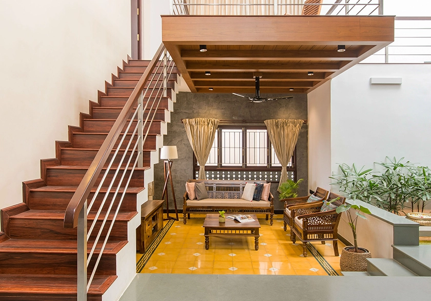 Double-height living room interior at Dr. V Residence