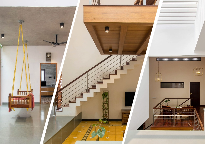 Climate-responsive material mapping using Kota stone, terracotta and exposed brick at Dr. V Residence