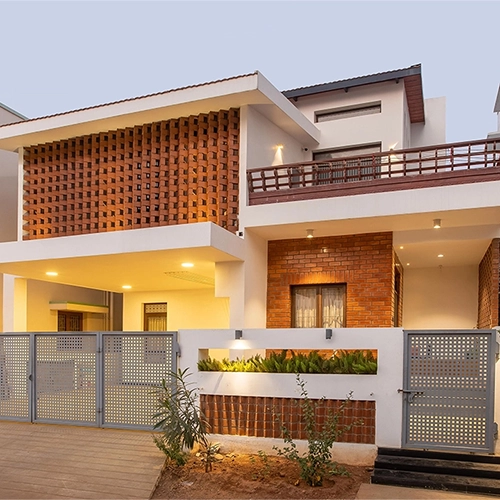 Dr. V Residence courtyard house exterior in Coimbatore
